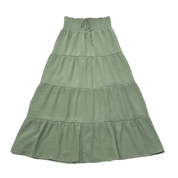 Love Tree Dress Womens Large Green NWT Cute Panel Strapless Maxi Smocked Boho - Picture 4 of 17